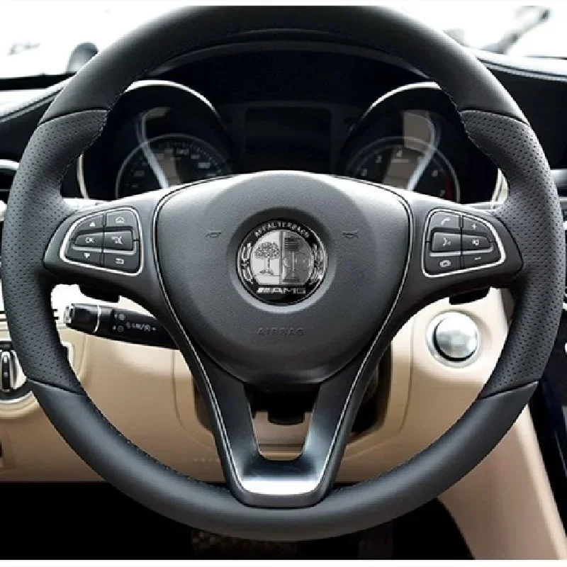 Aluminum 52mm Car Steering Wheel Center Emblem Inner Sticker for Mercedes Benz AMG W205 W212 W213 W220 W221 W202 W204 GLE GLC view 6