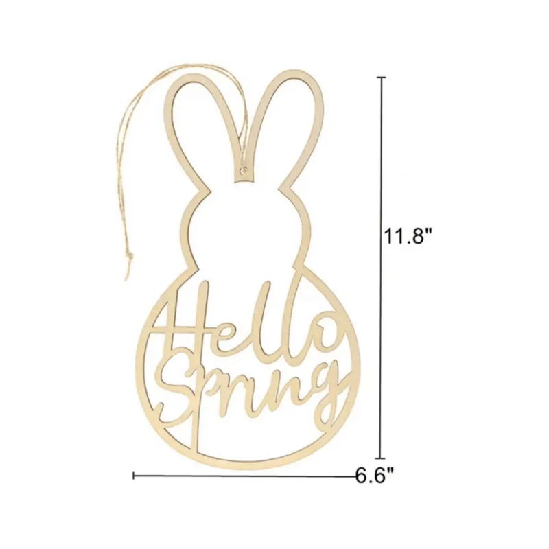 

20pcs Wooden Hello Spring Wreath Sign Easter Bunny Garland Wedding Party Decoration DIY Hanging Ornaments
