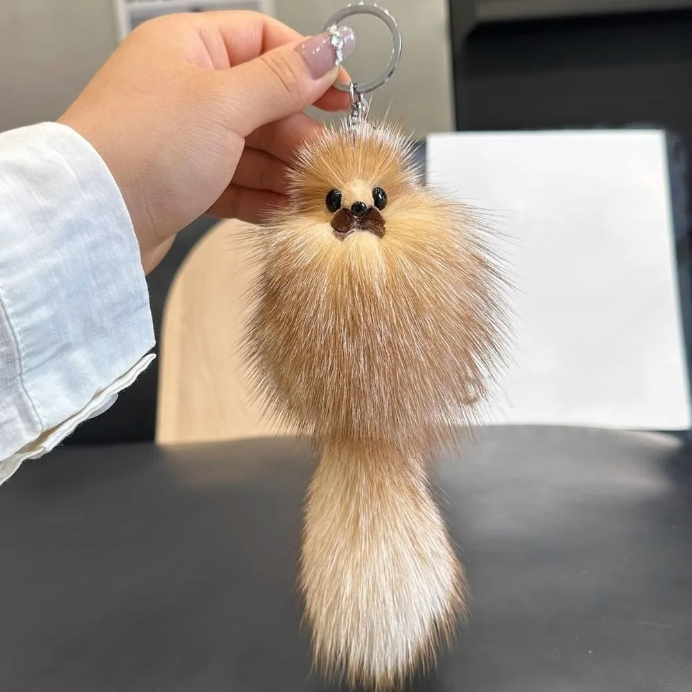 Cute Fur Tails Fur Pendant Long Hair Ornament Fluffy Fur Pendant Keys Holder Hanging Bag Charms Women Ladies