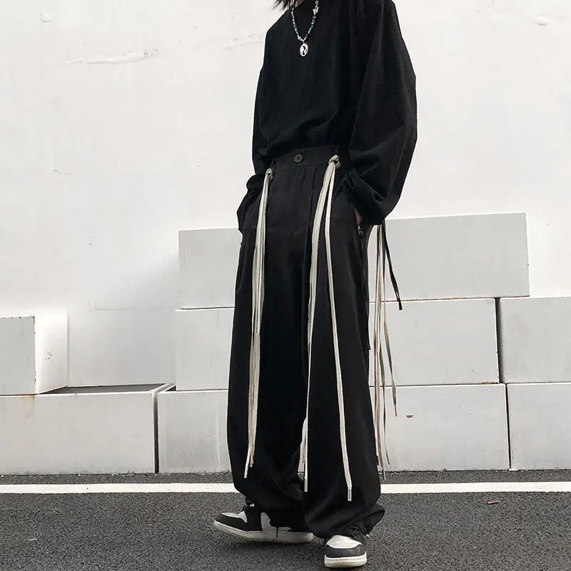 Pants 2022 New Spring Autumn  Gothic Casual  LOOSE Tassels Full Length Streetwear Unisex Pants Euro-America Style