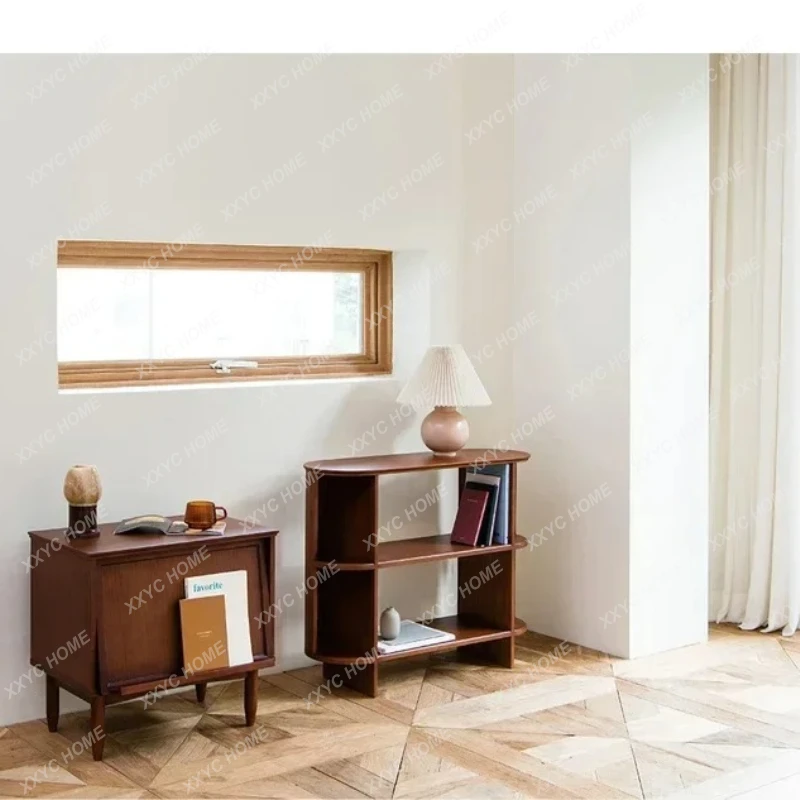 Style Modern Minimalist Storage Sideboard Cabinet Living Room Storage Design Solid Wood Short Bookcase Furniture