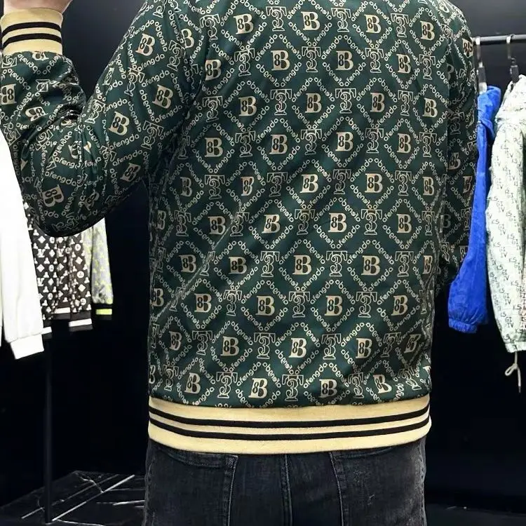 Men\'s High-end Trendy Printed Baseball Collar Coat  Spring and Autumn New Entry Luxury Top Slim-fit Jacket Men\'s Wear