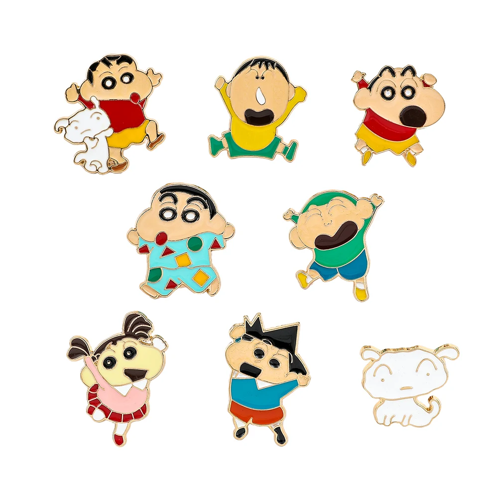 Japan Anime Cartoon Crayon Shin-Chan Brooch  Kawaii Nohara Shinnosuke Enamel Badges on Backpack Lapel Pin Clothes Accessories