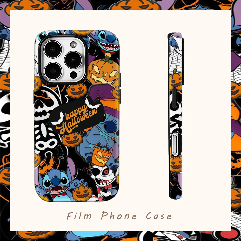 Stitch Halloween Handyhülle für IPhone 16 15 14 13 12 11 X XS XR XSMAX 7 8 Pro Max Plus Doppelschichtige Rückseite