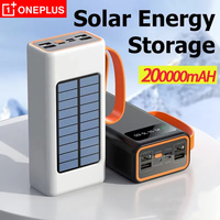 OnePlus 200000mAh Thicken Solar Power Bank Big capacity Built-in Cables External Battery LED Light Power Bank For iPhone Huawei