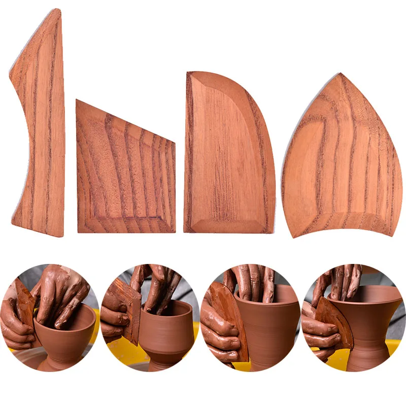 Pottery Tools Toona Wood Spatula 6 Piece Set of Wooden Knives Handmade Clay Sculpture Casting Repair Carving Supplies