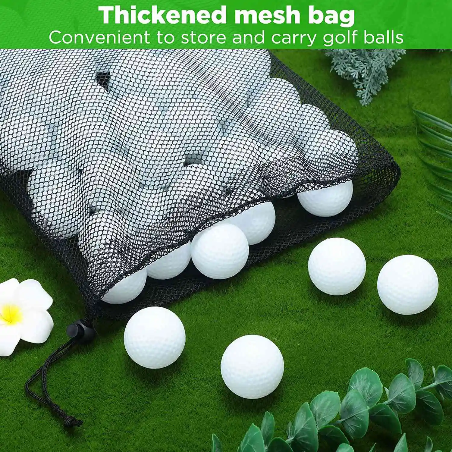

YHOLI-100 Pcs Golf Practice Ball Hollow Golf Ball Hollow Golf Plastic Ball With Mesh Drawstring Storage Bags For Training