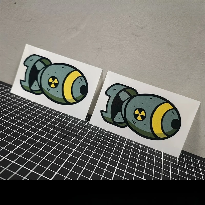 

Cartoon Nuke Radiation Symbol Vinyl Stickers, Funny Military Waterproof Decals for Car Laptop Helmet