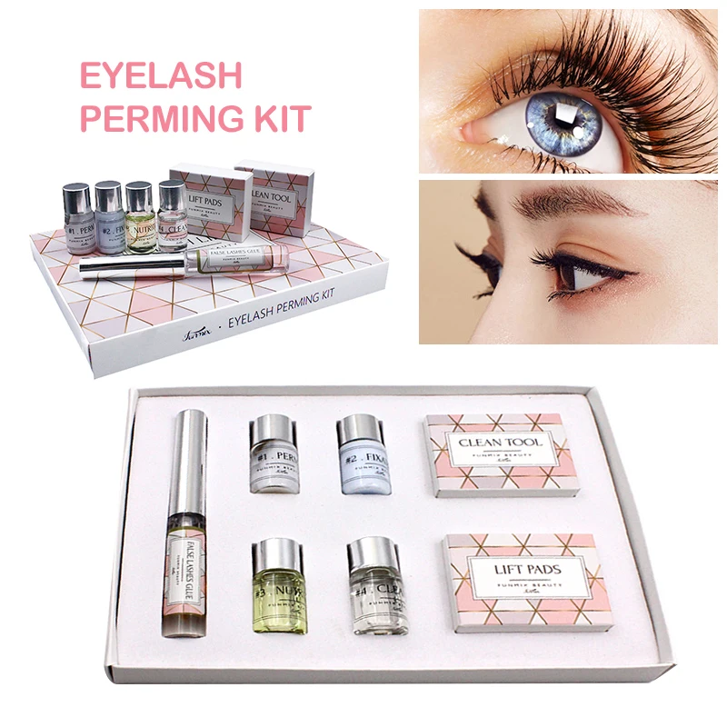 Funmix-Kits de levantamento de cílios com hastes e cola, Lash Perming Kit, Cilia Extensão, Perm Set, Ferramentas de maquiagem, TSLM2