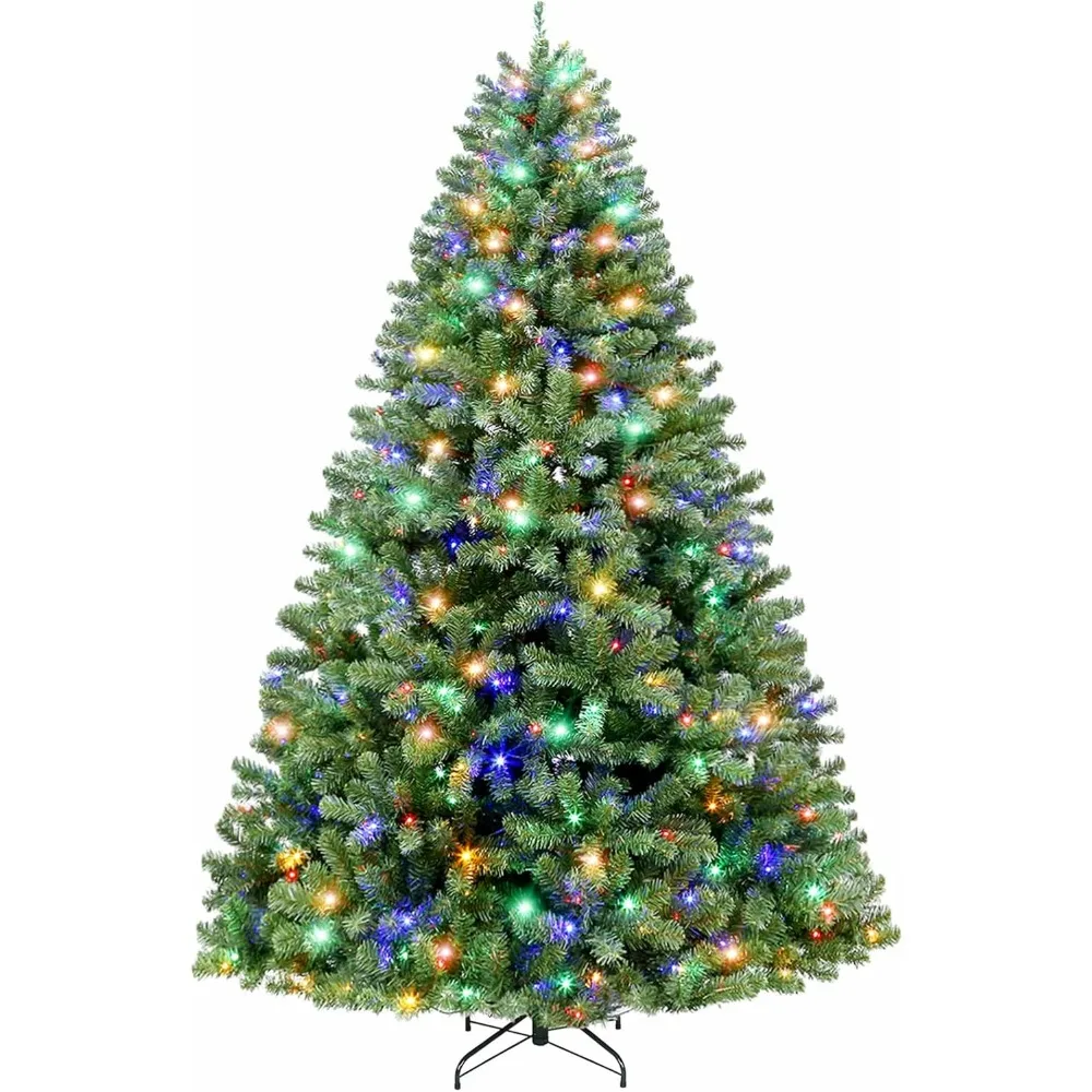 Prelit Christmas Tree, Artificial Christmas Tree with Color Changing LED Lights,  Metal Stand