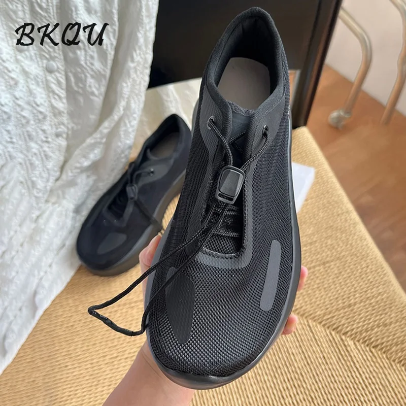 BKQU Casual Sports Shoes for Women 2024 Autumn Explosion Muffin Thick Bottom Mesh Ventilated Daddy Shoes Pump