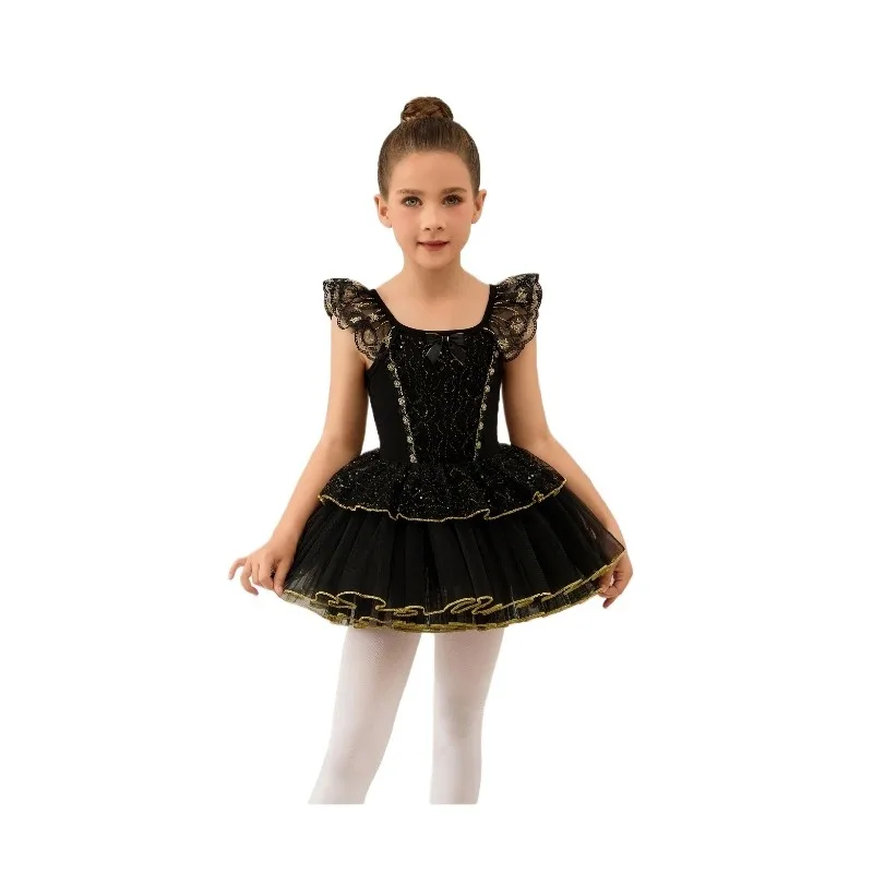 

Vestido de tutú de Ballet para niñasChildren Ballet Dance Dress Gold Embroidered Lace Skirt for Girls Performance ballet leotard