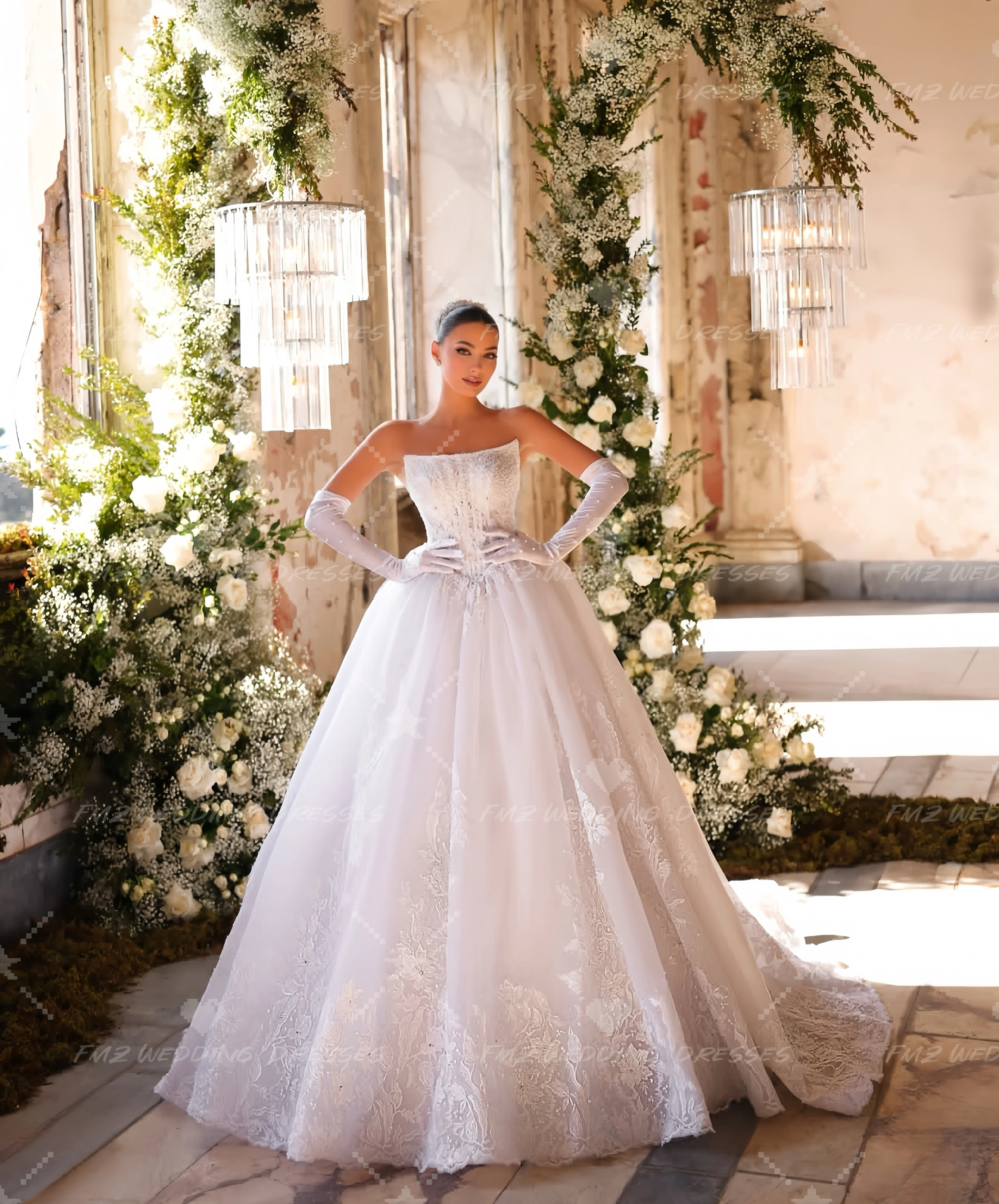 

Customzied strapless sleeveless backless elegant wedding dress vestidos de novia amanda novias amanda novias official