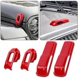 4Pcs Hood Latch Lock Catch Brackets Cover Engine Hood Hinge Cover Set For Jeep Wrangler JL JLU Gladiator JT 2018-2024+ Stickers