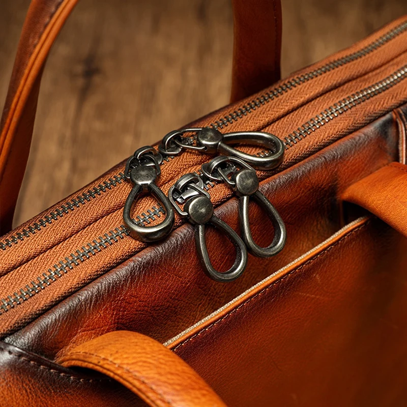 Imagem -05 - Maleta de Couro Genuíno Natural Bolsa de Negócios Bolsa de Ombro Alta Qualidade Bolsas Masculinas Alta Qualidade