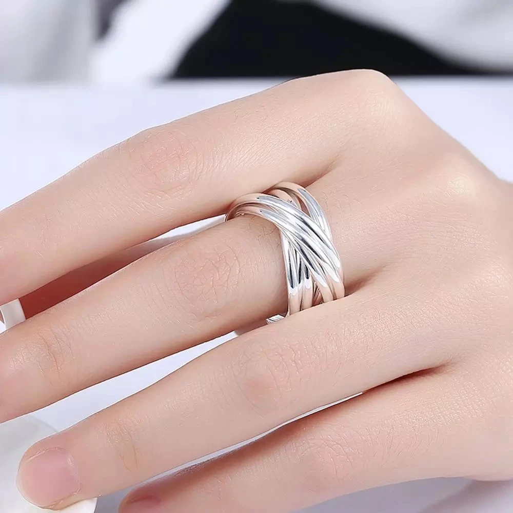 925 Sterling Silver Nine Circles Man Rings For Women Fashion Folk-Custom Wedding Engagement Party Gift Charm Jewelry