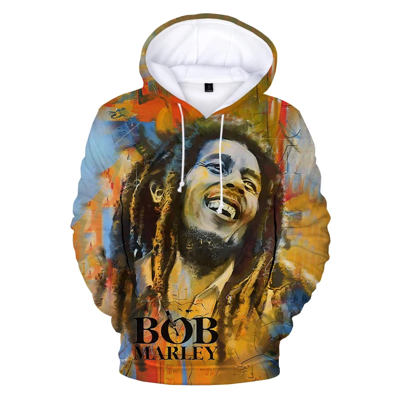 New Bob Marley 3D Hoodies Singer Harajuku Streetwear Hooded Sweatshirts Men Women Fashion Casual Long Sleeve Hip Hop Pullover