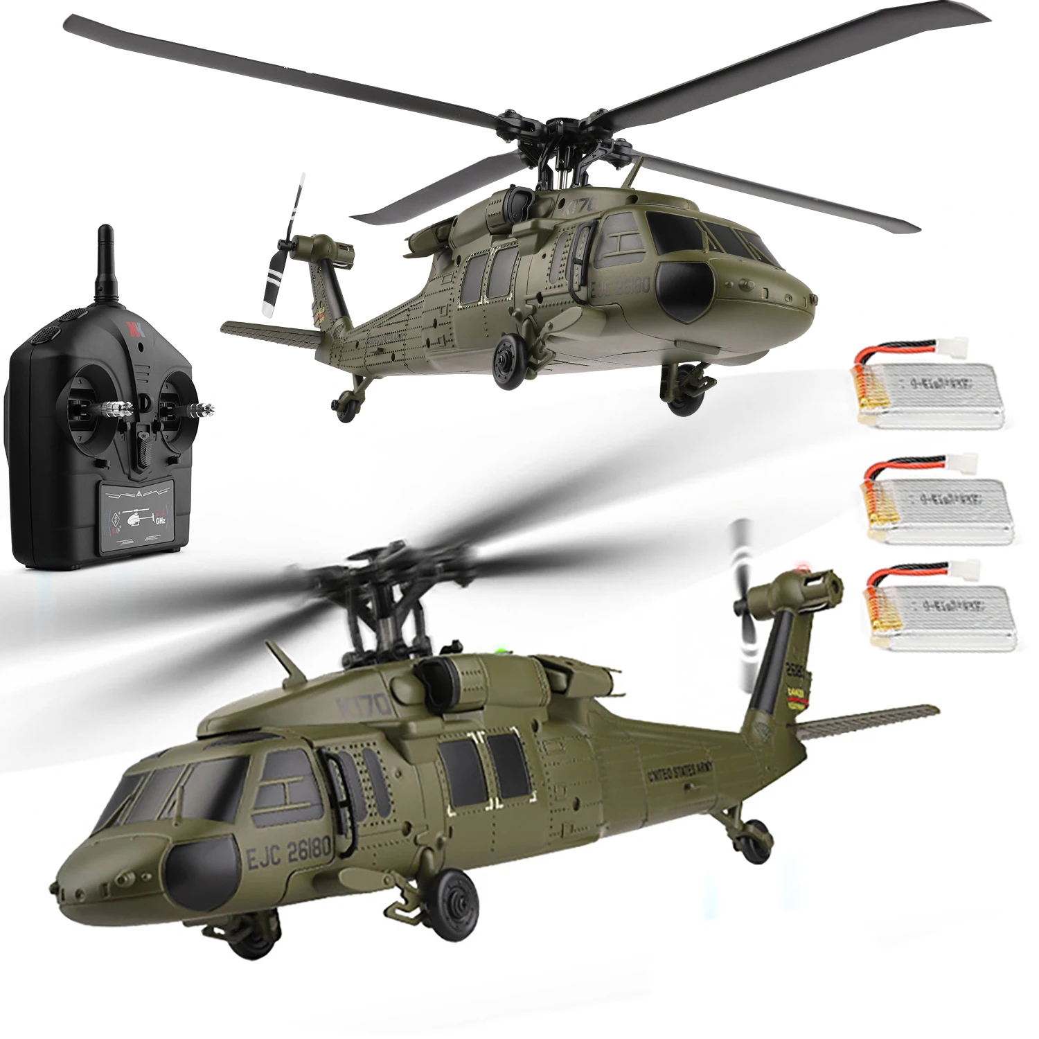 

K170 UH60LRemote Controlled Helicopter Aircraft 2.4Ghz 4CH RC Helicopter Heli Aileronless 6-Axis Gyroscope for Adults Beginner