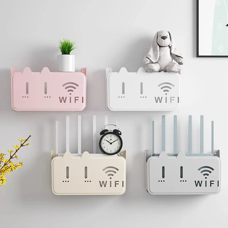 1PC Wall Hanging Wireless Wifi Router Shelf Storage Box ABS Plastic Organizer Box Cable Power Bracket Organizer Box Home Decor