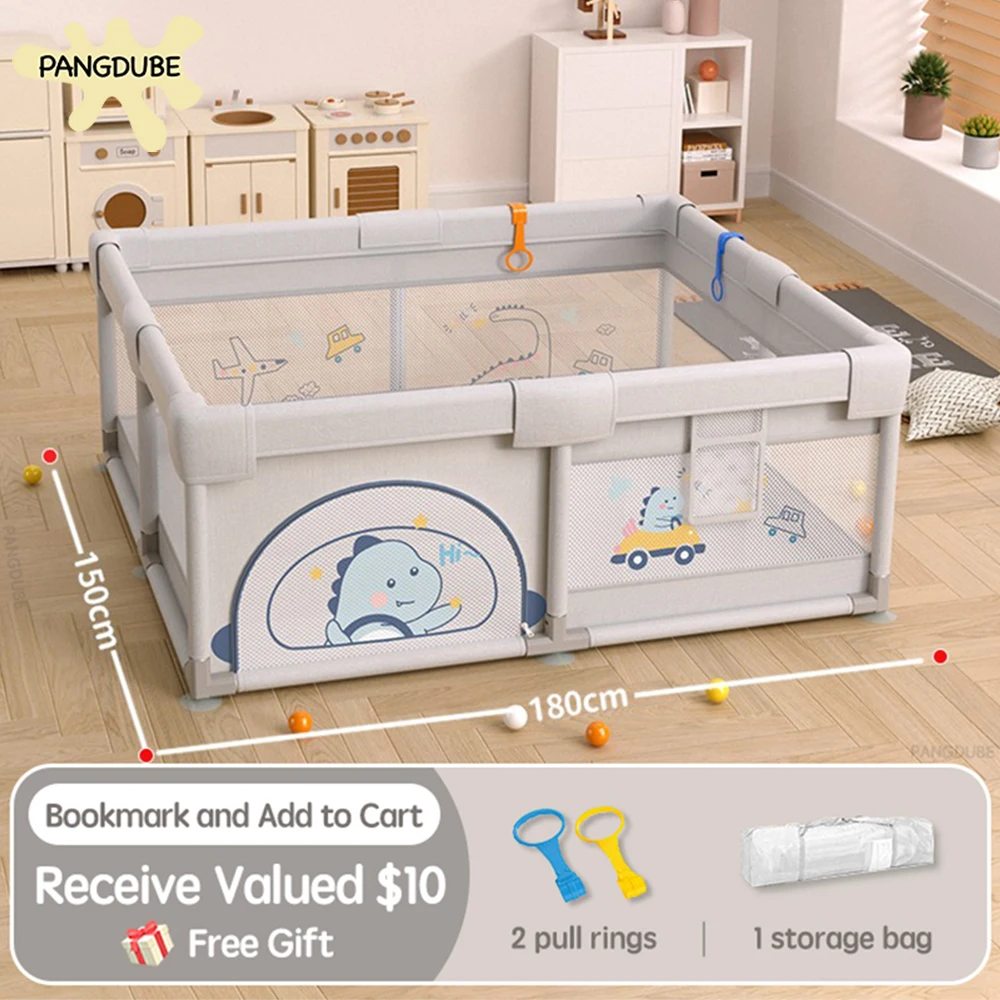 PANGDUBE Lindo parque infantil para bebés Parque infantil de gran tamaño para valla de seguridad para niños Centro de actividades para niños pequeños en interiores y exteriores