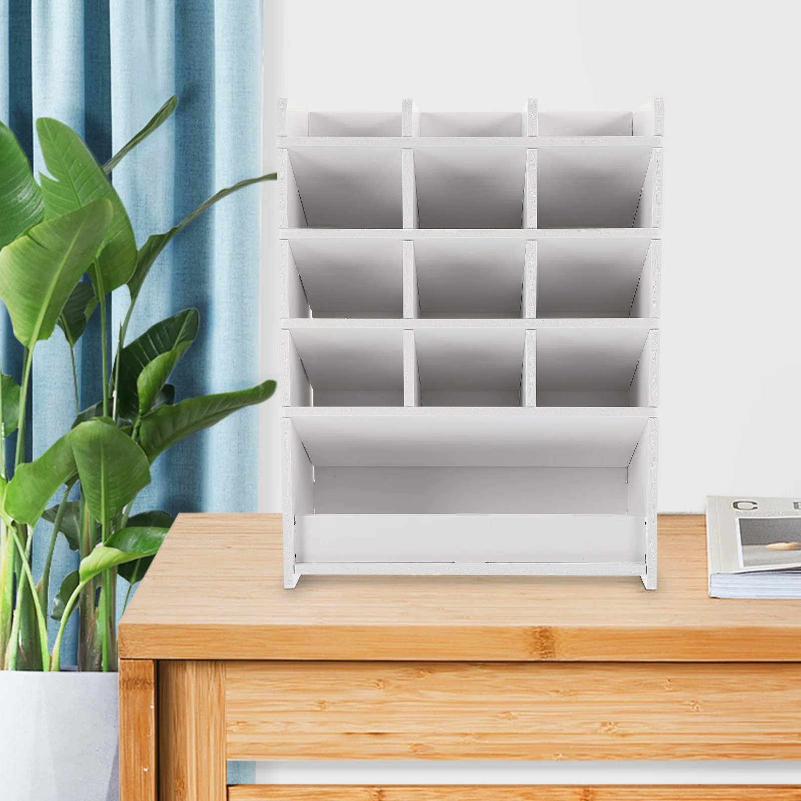 

Desktop Organizer Compartment Pen For Storage Stationery Home Rack Office Box Wooden