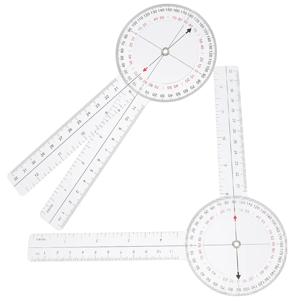 

2 Pcs Angle Ruler Goniometer Professional Foldable Protractor Medical Therapy Rotary Clear Plastic Tape Measures