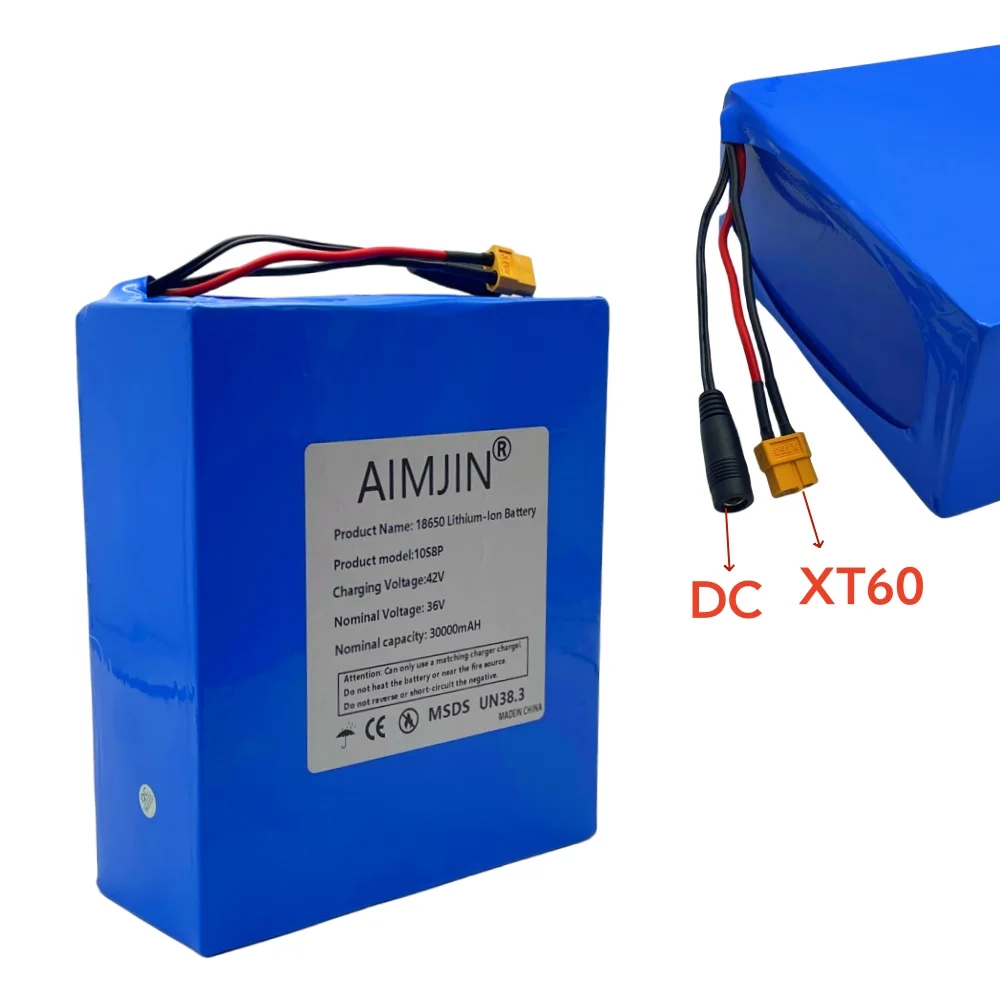 100% New High-capacity Battery 10S8P Li-ion Rechargeable Battery Pack 36V 30000mAh Suitable for Electric Scooter.Bicycle Battery