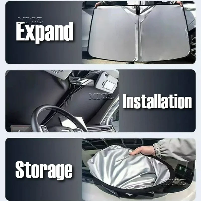 ل JETOUR T2 Shanhai T2 المسافر 2024 2025 2026 اكسسوارات السيارات الزجاج الأمامي ظلة غطاء المضادة للأشعة فوق البنفسجية حماية طوي