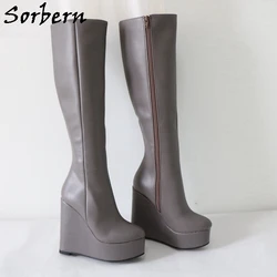 Sorbern High Heel Women Boots Fetish Drag Queen Wedges Thick Platform Winter Boots Plush Designer Shoes Custom