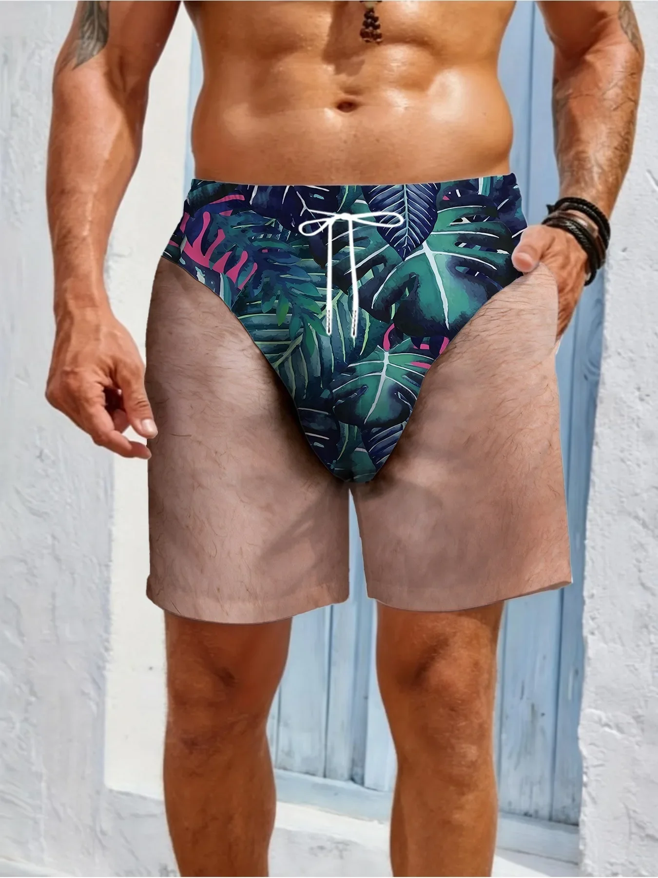 Funny 3D Print Men Swim Trunks Black White Lightning Pattern Novelty Prank Beach Shorts Gag Gift