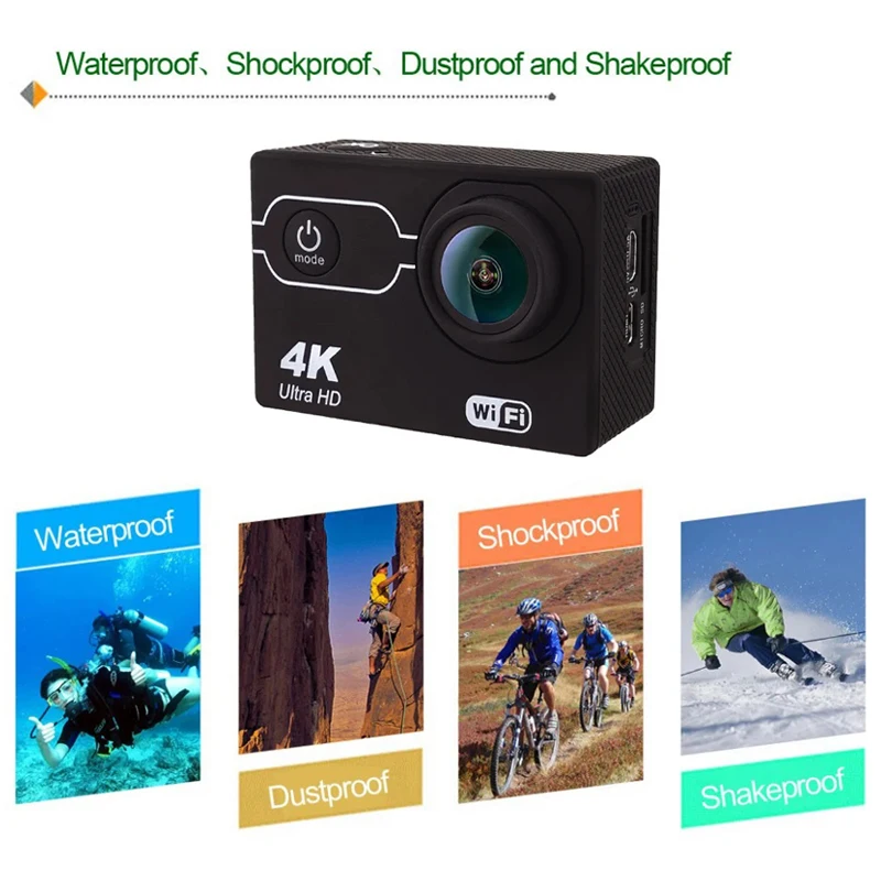 كاميرا عمل عالية الدقة 4K/30FPS شاشة 2.0 بوصة 170 زاوية واسعة محرك فيديو رياضي للدراجات النارية كاميرات تسلق الصخور