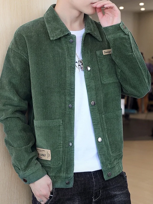 

Весна-Осень 2026: Новая мужская куртка-пальто из вельвета в корейском стиле, свободного кроя, с модным воротником, длинными рукавами, ветрозащитная, размер M