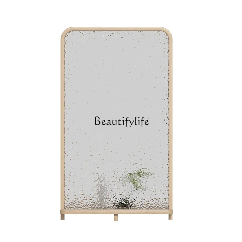 3Modern simple Changhong water pattern glass screen partition solid wood living room entry blocking entrance hotel screen