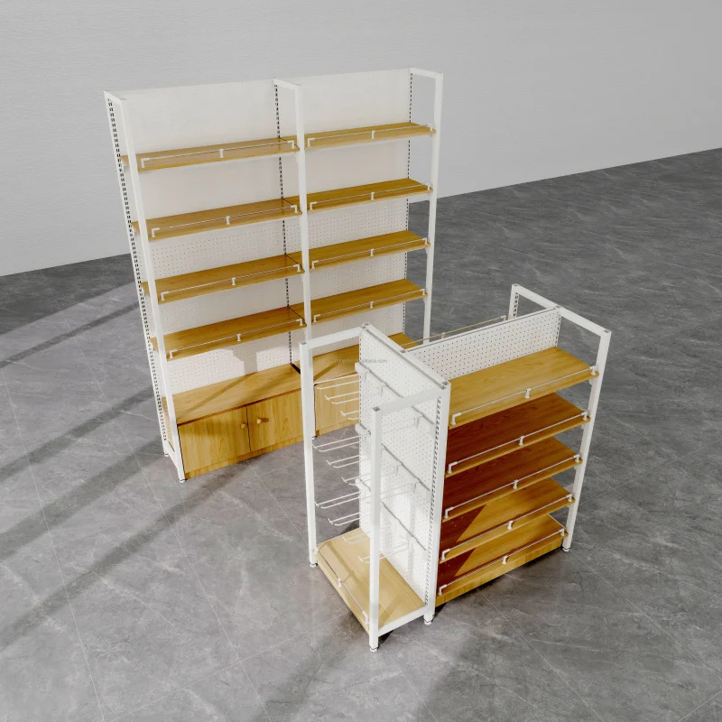 custom.Custom Single-Sided Lightweight Steel-and-Wood Display Stands Convenience Store Retail Solutions