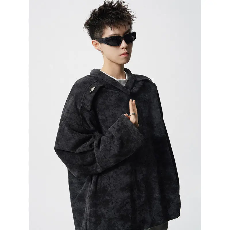 الأمريكية الرجعية التعادل صبغ الأحمر البلوز الرجال Sli كول أعلى الخريف المال القديم Sle ملابس خارجية العصرية عارضة محبوك سترة #3