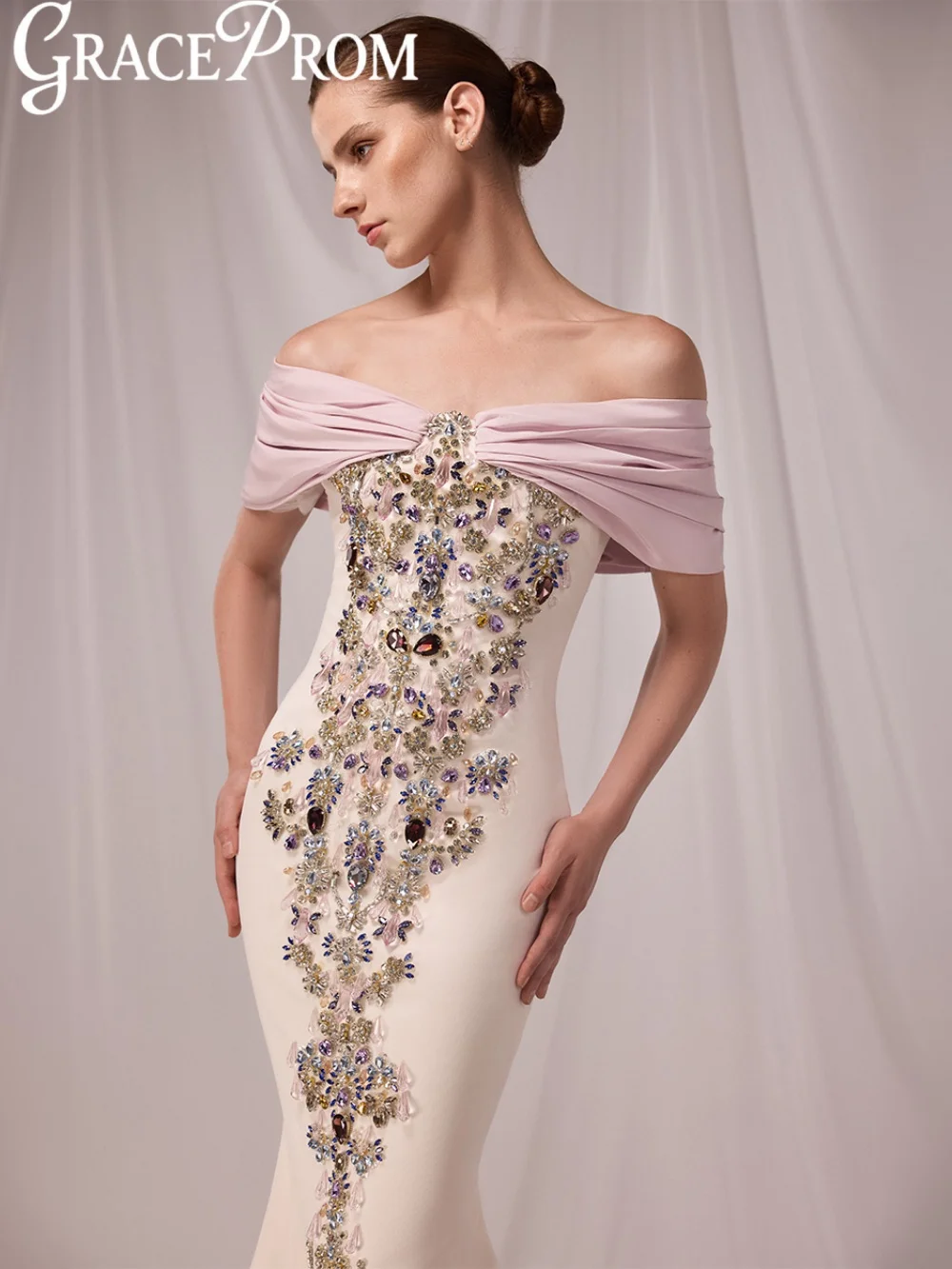 

Colorful Luxury Crystal Evening Dress Floor-length Elegant Mermaid Wedding Party Gowns Customized Glamorous Banquet Gowns