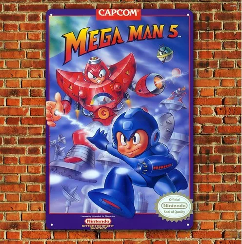 Mega Man 5 Nes Retro videojuego cartel de Metal cartel de estaño (tamaño: 20*30cm)-aluminio