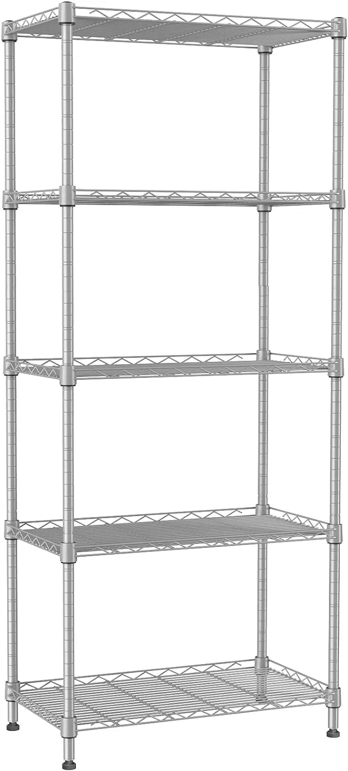 Estante de almacenamiento de 5 niveles, estantería de alambre de Metal para despensa, armario, cocina, lavandería, capacidad de 660 libras