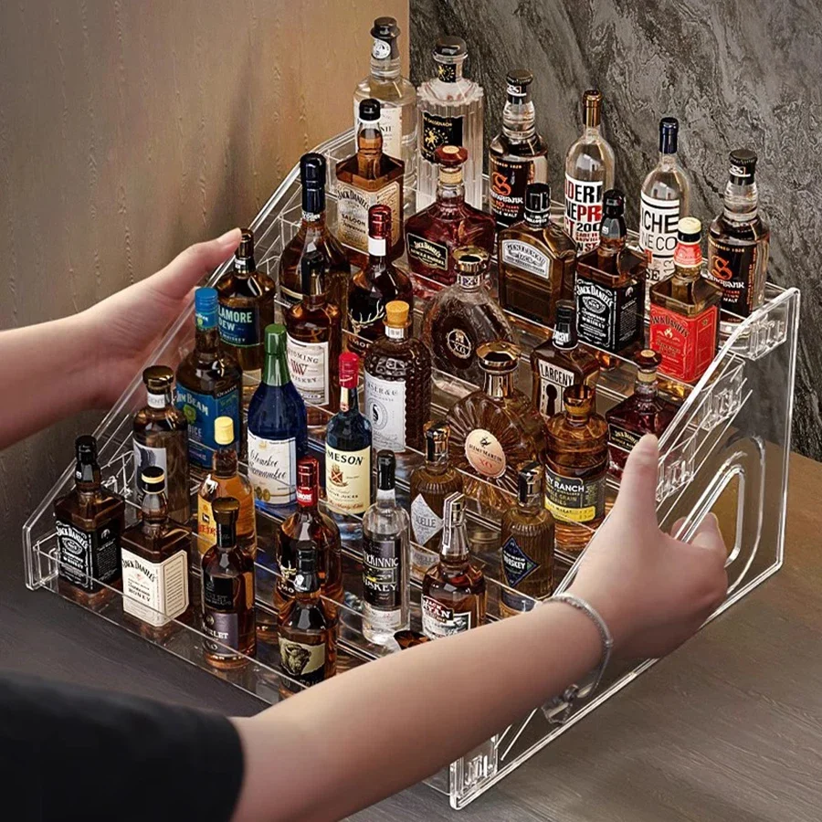 رف النبيذ خطوة بخطوة رف عرض النبيذ الصغير المستورد خزانة النبيذ الطبقات Lijiao Rum Collection Rack