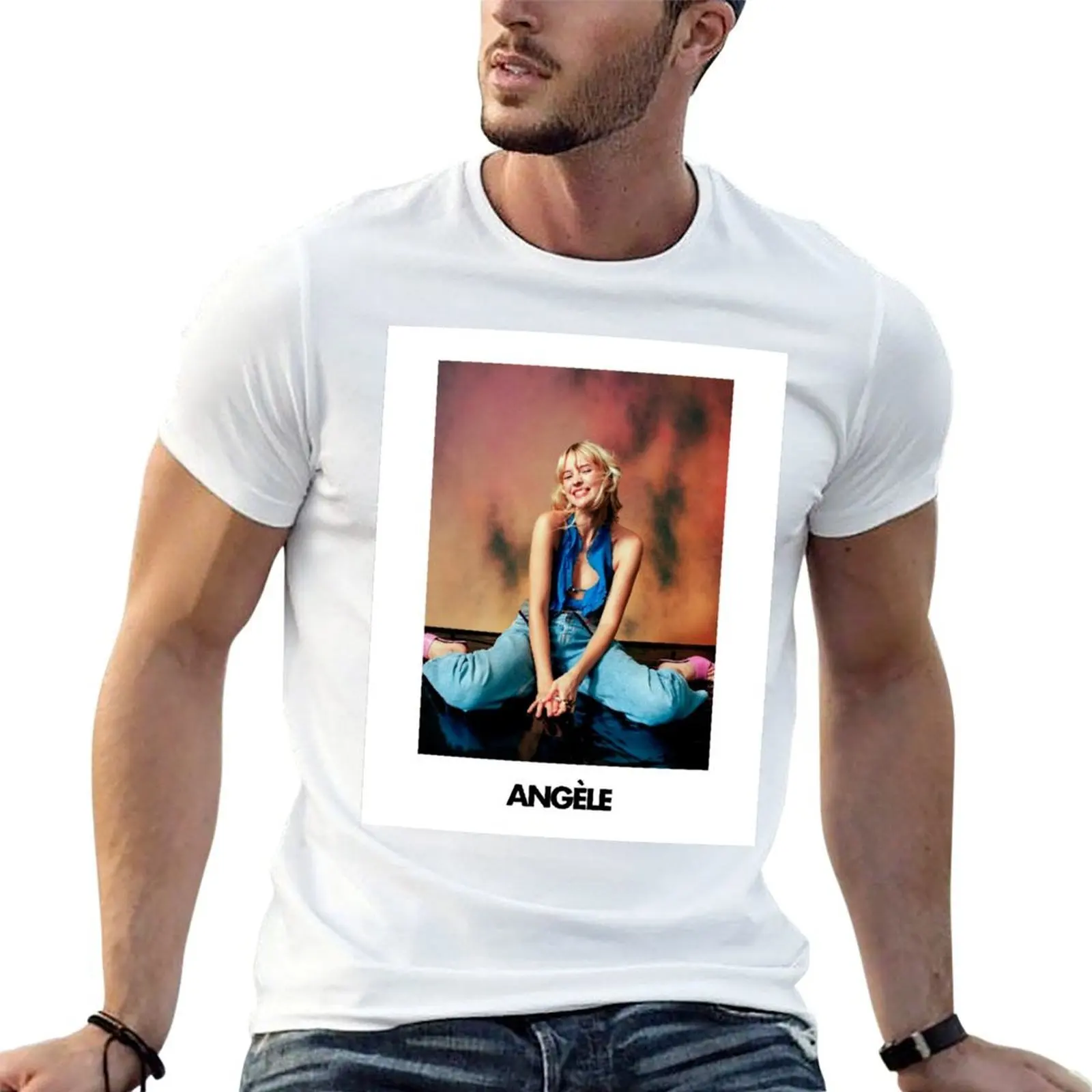 Angèle Van Laeken - Portrait singer shooting T-Shirt t shirt man luxury man graphic t shirt man t shirt heavy cotton T-shirt