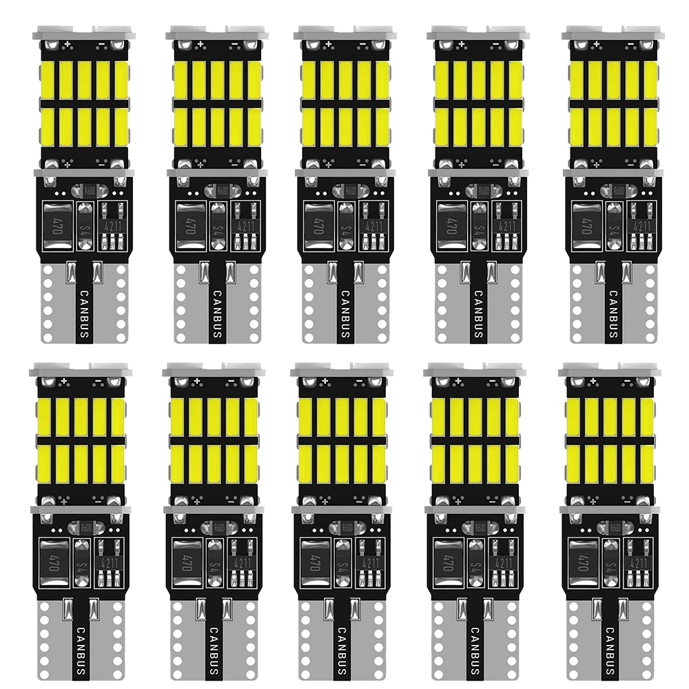 10 szt. T10 w5w 194 501 canbus 4014 wewnętrzna lampka samochodowy bez błędu T10 26SMD żarówka led kontrolki lampa światło kopuły 12V