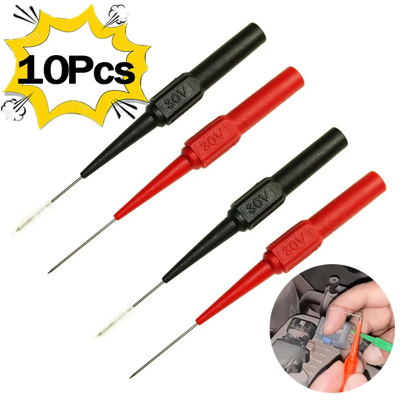 10Pcs Car Tip probe 30V Diagnostic Tools 0.7mm Multimeter Test Leads Extention Back Piercing Needle Tip Probes Auto Kit Machine