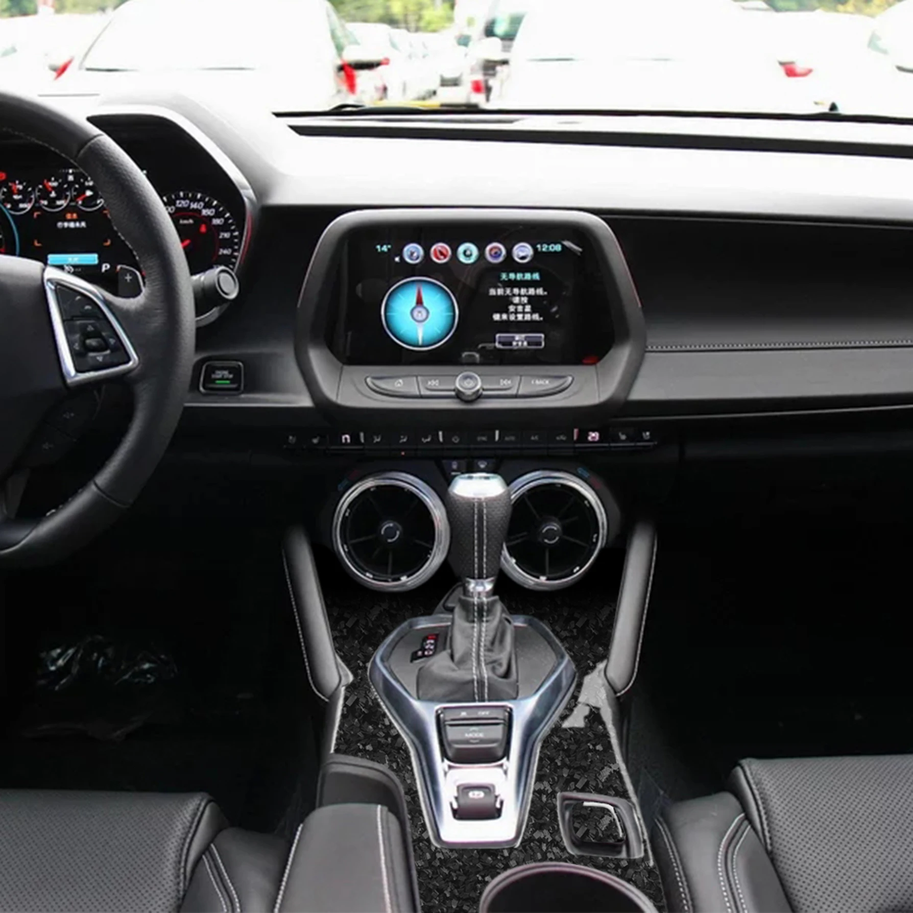 For Chevrolet Camaro 2016-2025 Forged Carbon Fiber Central Control Gear Shift Outer Frame Panel Cover Car Accessories Sticker