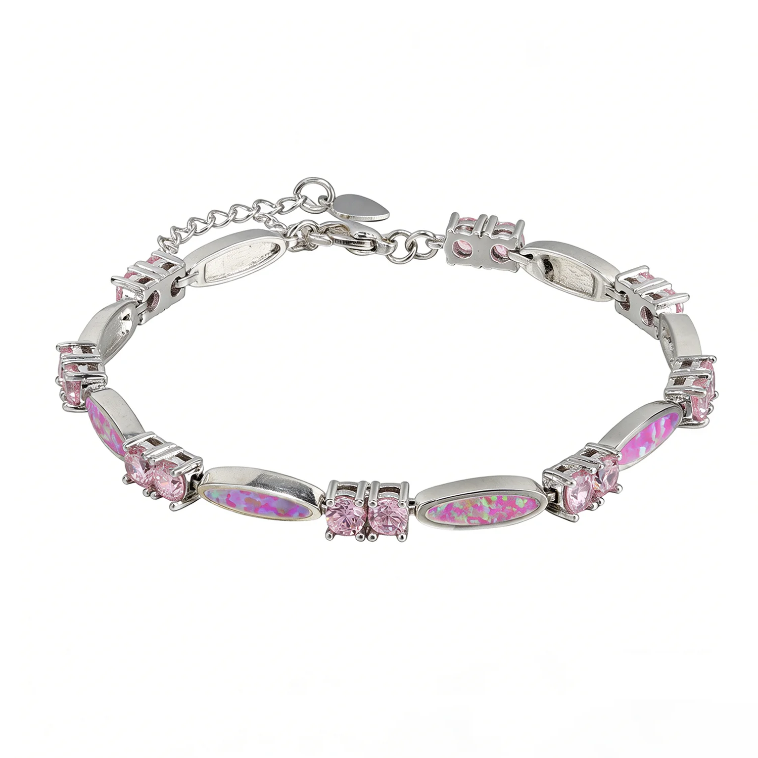 

Романтический браслет с розовым опалом и цирконами для женщин, роскошное серебряное украшение для свиданий и особых случаев, идеальный подарок для неё