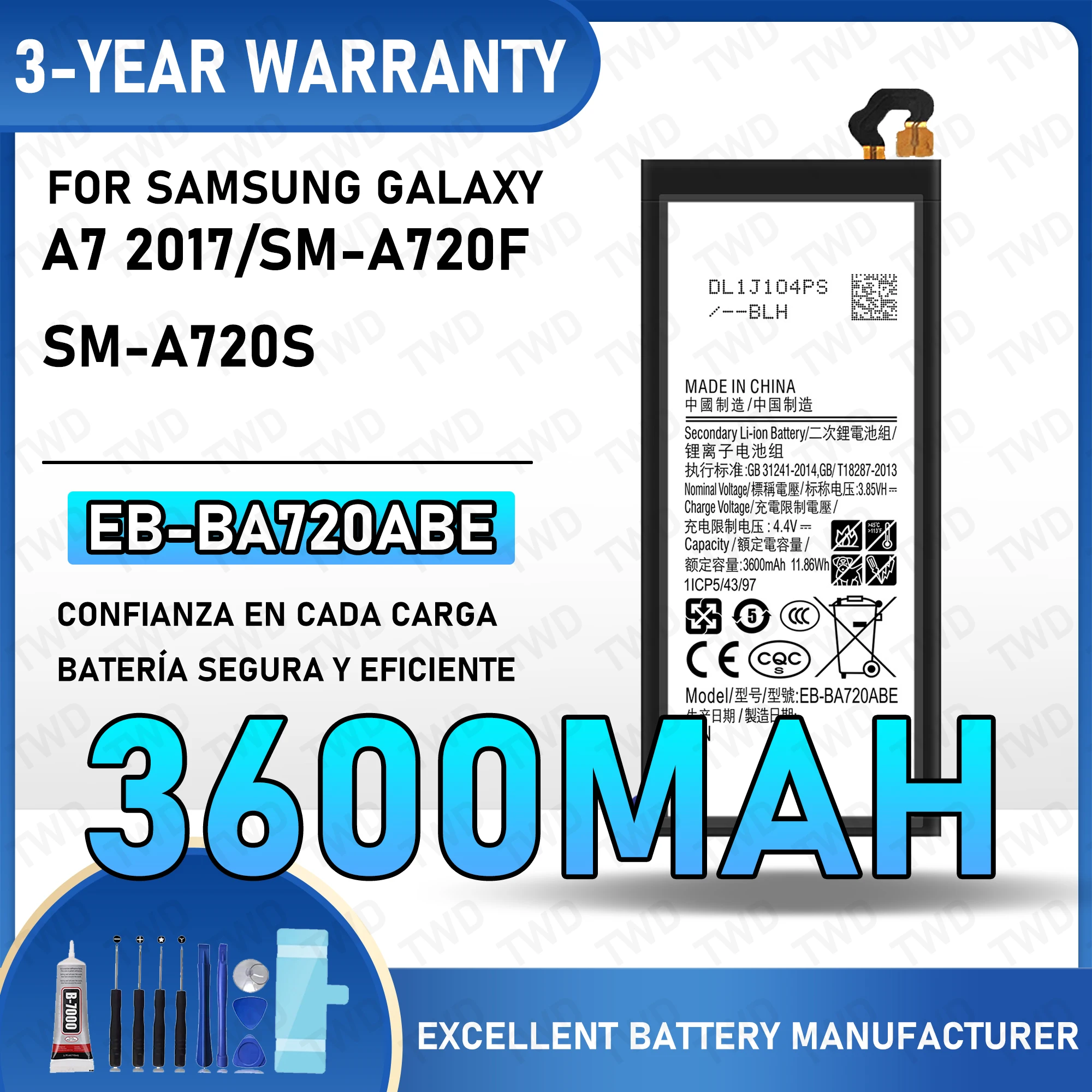 

EB-BA720ABE Large capacity Battery For Samsung Galaxy A7 2017/SM-A720F/SM-A720S Batteries New High Quanlity+Free Tools