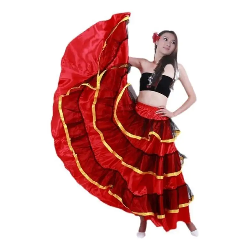 39BD Spanischer Stier-Tanzrock für Damen, Bauchtanzrock, Big Swing, Flamenco-Kostüm – Detail 7