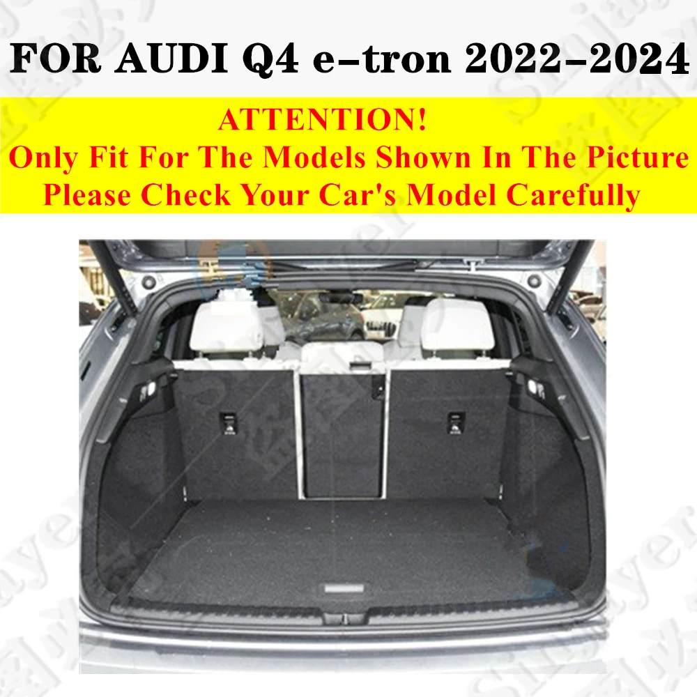 Car Trunk Mat For AUDI Q4 e-tron 2024 2023 2022 Waterproof Rear Cargo Cover Carpet Liner Tail Interior Parts Boot Luggage Pad