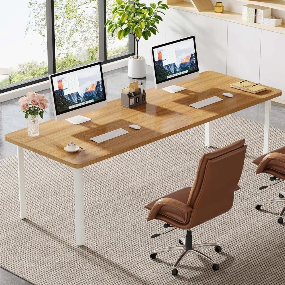 79-Inch Long Computer Desk for 2 People, Modern Wood Executive Office Desk, Long Work Desk for Home Office