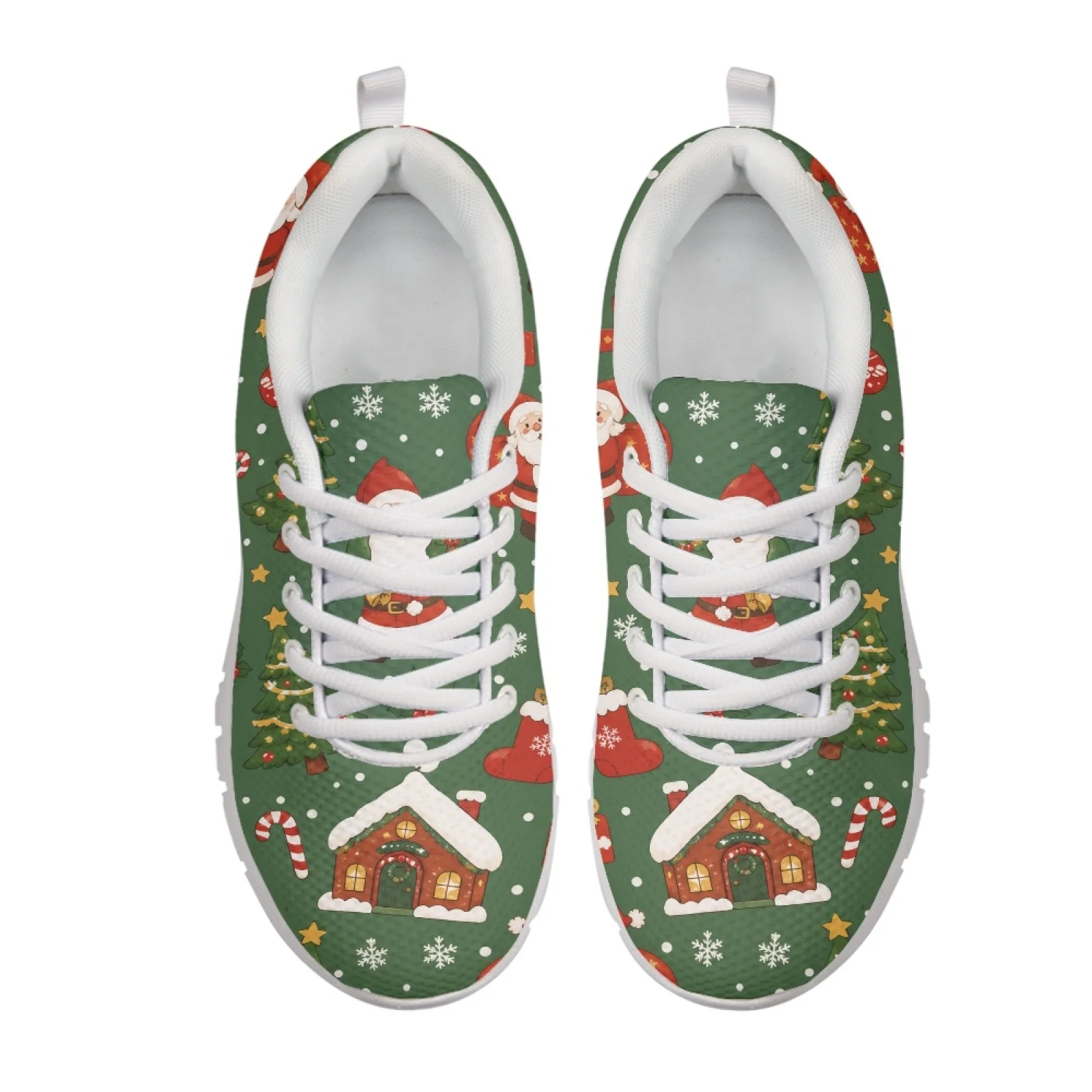 Coloranimal Christmas Santa Pattern Women Lightweight Breathable Work Shoes for Nurses Standing All Day Soft Athletic Shoes