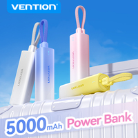 Vention Power Bank 5000mAh Portable External Battery 20W PD Fast Charging Powerbank Build in Cable For Xiaomi Samsung iPhone